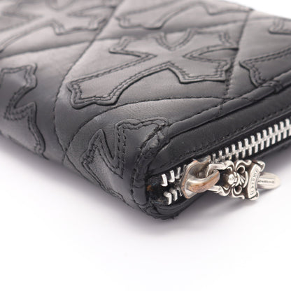 REC F ZIP QUILTED セメタリークロスパッチ ラウンドファスナー長財布 レザー ブラック クロムハーツ
