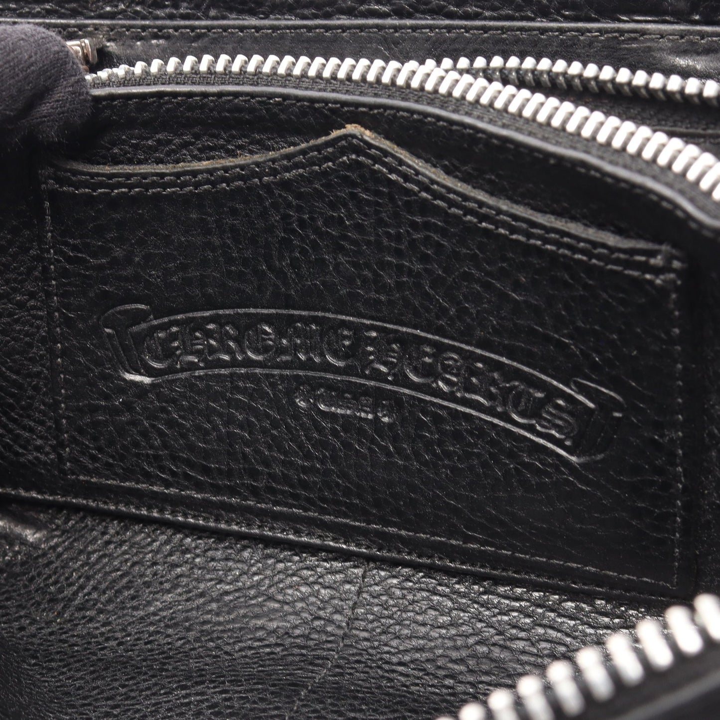 REC F ZIP QUILTED セメタリークロスパッチ ラウンドファスナー長財布 レザー ブラック クロムハーツ