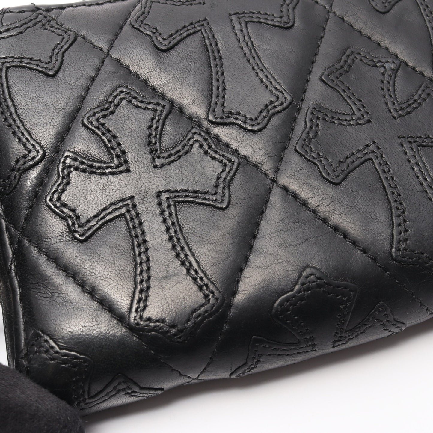 REC F ZIP QUILTED セメタリークロスパッチ ラウンドファスナー長財布 レザー ブラック クロムハーツ