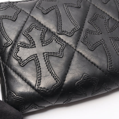 REC F ZIP QUILTED セメタリークロスパッチ ラウンドファスナー長財布 レザー ブラック クロムハーツ