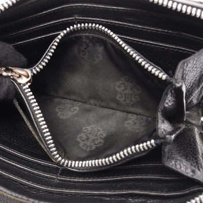 REC F ZIP QUILTED セメタリークロスパッチ ラウンドファスナー長財布 レザー ブラック クロムハーツ