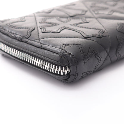REC F ZIP QUILTED セメタリークロスパッチ ラウンドファスナー長財布 レザー ブラック クロムハーツ