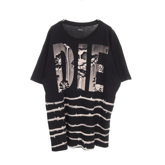 グラフィックロゴ 半袖Tシャツ コットン ブラック ディーゼル