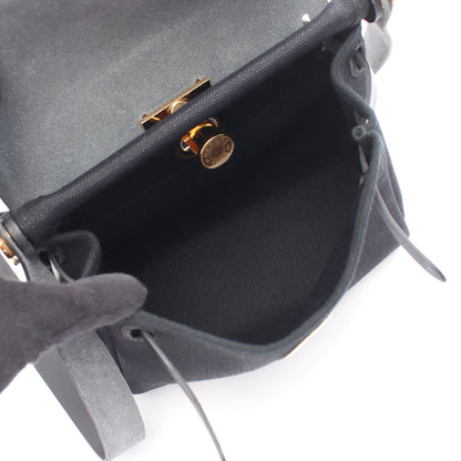 エールバッグジップ ミニ ショルダーバッグ トワルミリタリー ヴァッシュハンター ブラック ゴールド金具 G刻印 エルメス バッグ HERMES