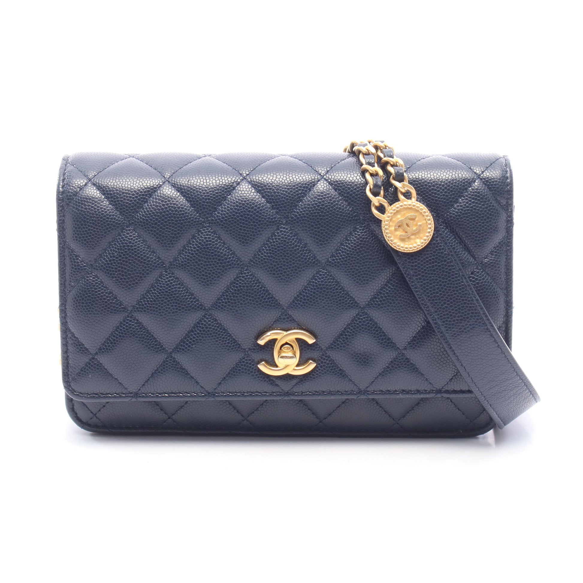 マトラッセ チェーンウォレット キャビアスキン ネイビー ゴールド金具 シャネル バッグ CHANEL