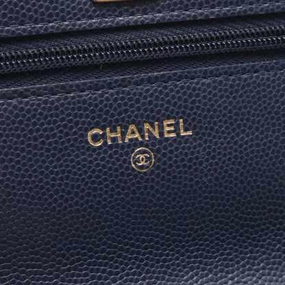 マトラッセ チェーンウォレット キャビアスキン ネイビー ゴールド金具 シャネル バッグ CHANEL