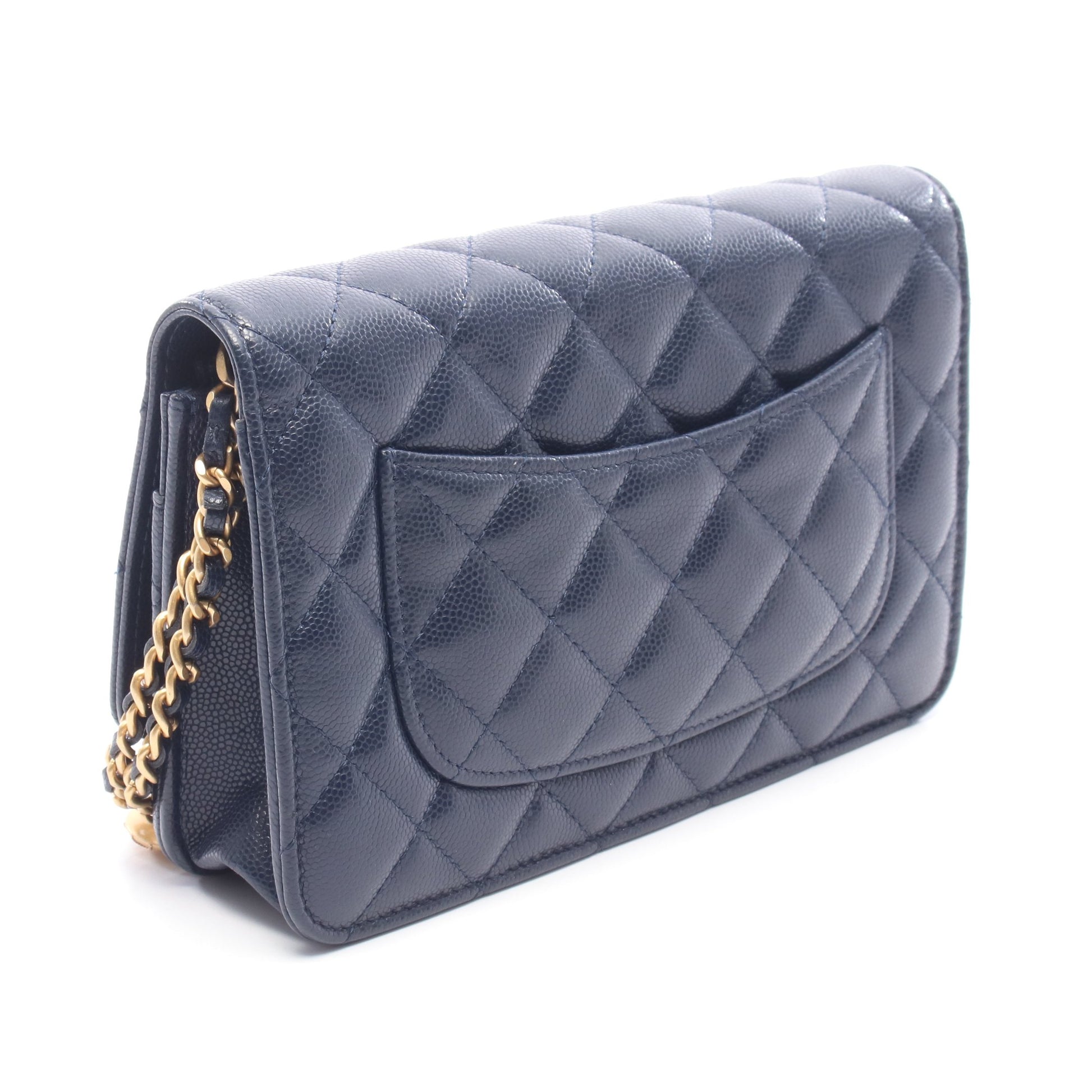 マトラッセ チェーンウォレット キャビアスキン ネイビー ゴールド金具 シャネル バッグ CHANEL
