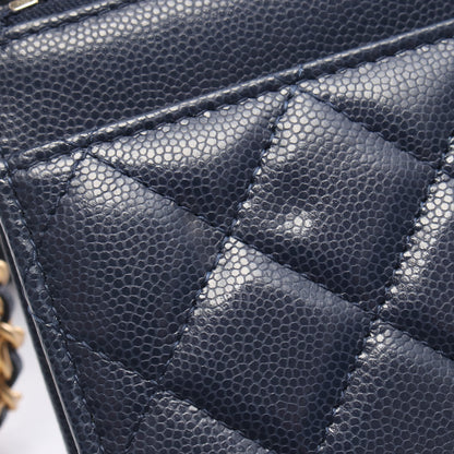 マトラッセ チェーンウォレット キャビアスキン ネイビー ゴールド金具 シャネル バッグ CHANEL
