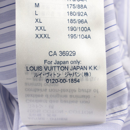 ストライプ 長袖 シャツ コットン ホワイト ブルー ルイヴィトン