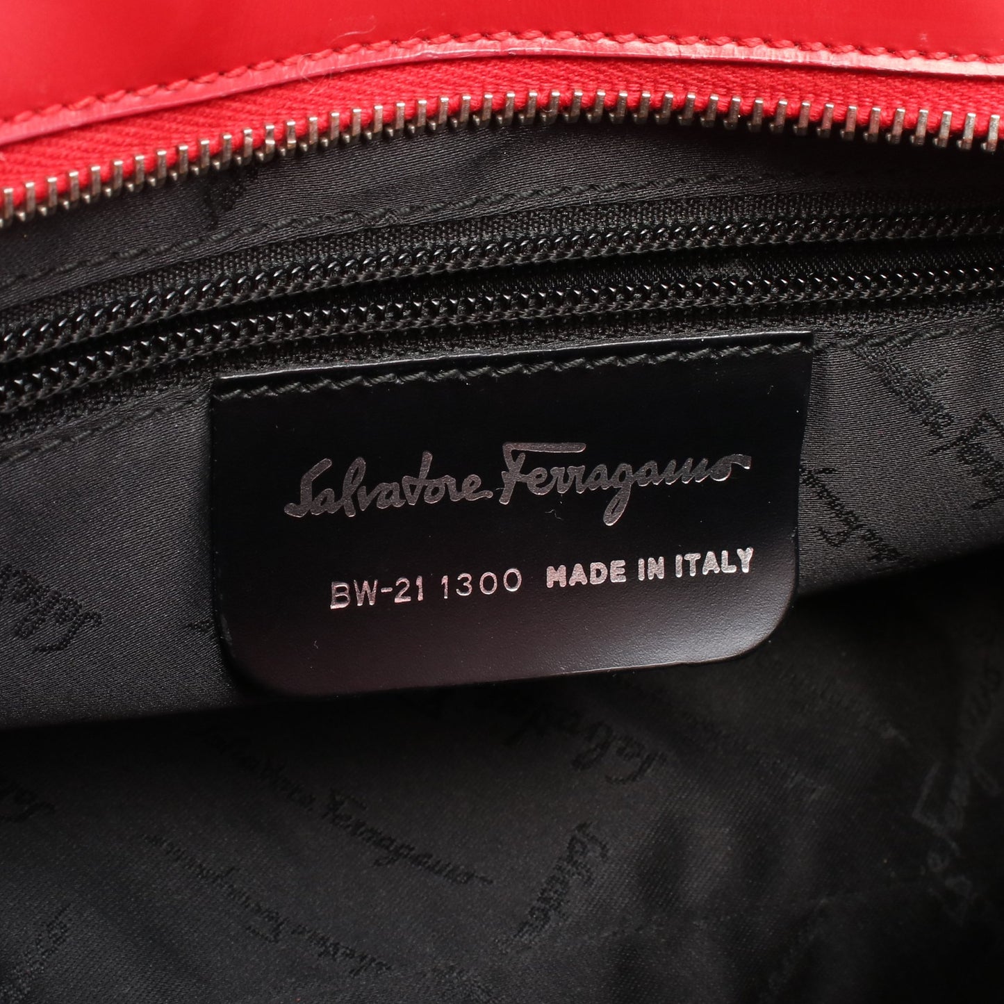 ガンチーニ ハンドバッグ リネン レザー ベージュ レッド サルヴァトーレフェラガモ バッグ Salvatore Ferragamo