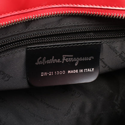 ガンチーニ ハンドバッグ リネン レザー ベージュ レッド サルヴァトーレフェラガモ バッグ Salvatore Ferragamo