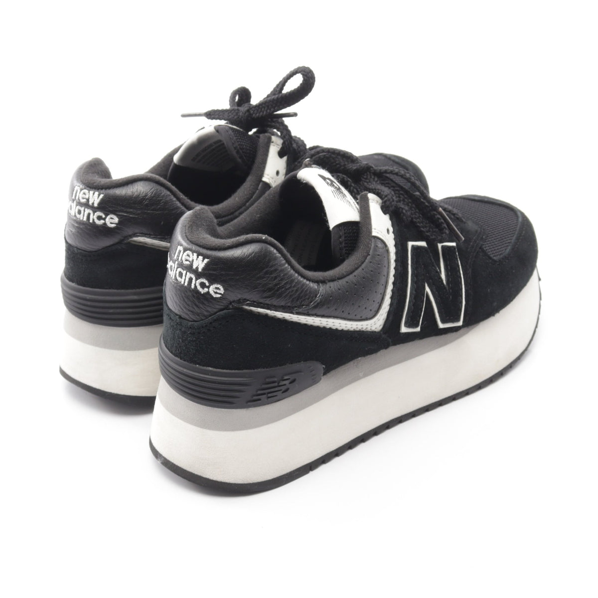 厚底 スニーカー スエード レザー ファブリック ブラック ニューバランス シューズ NEW BALANCE