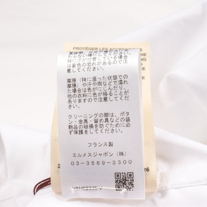 カレーシュ ロゴ刺繍 シャツ ブルゾン コットン ホワイト エルメス