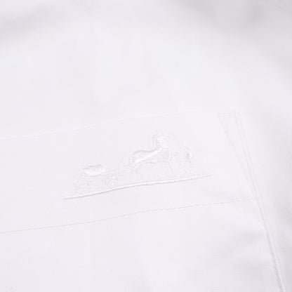 カレーシュ ロゴ刺繍 シャツ ブルゾン コットン ホワイト エルメス