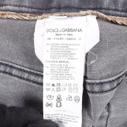 裾ジップ デニムパンツ コットン ダークグレー ドルチェアンドガッバーナ
