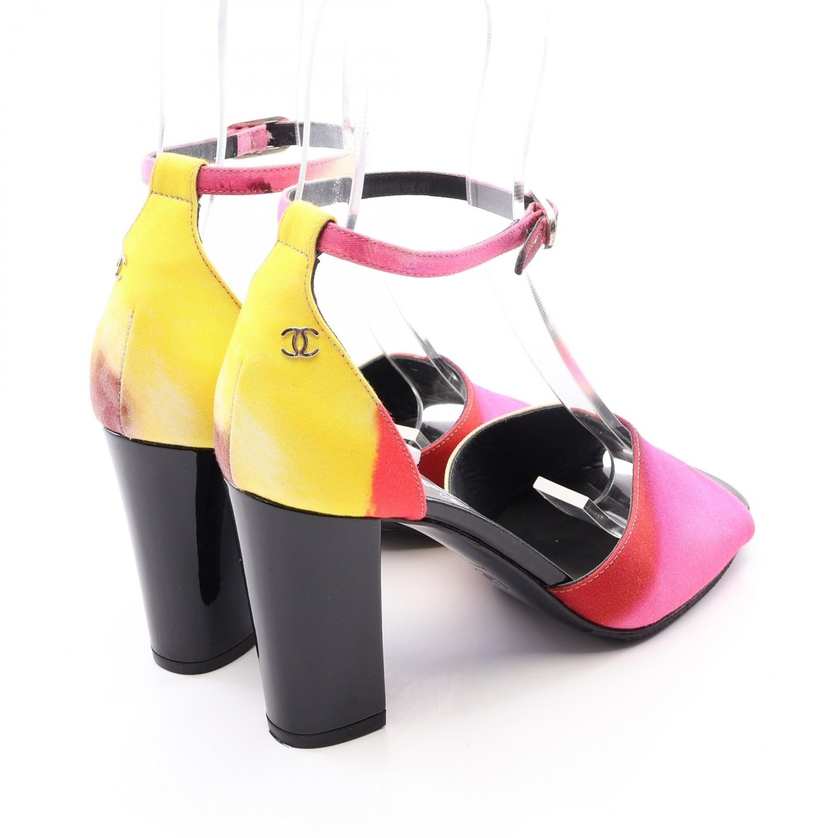CHANEL ココマーク ストラップ パンプス サンダル 23cm バイカラー ココマーク オープントゥ アンクルストラップ サンダル キャンバス