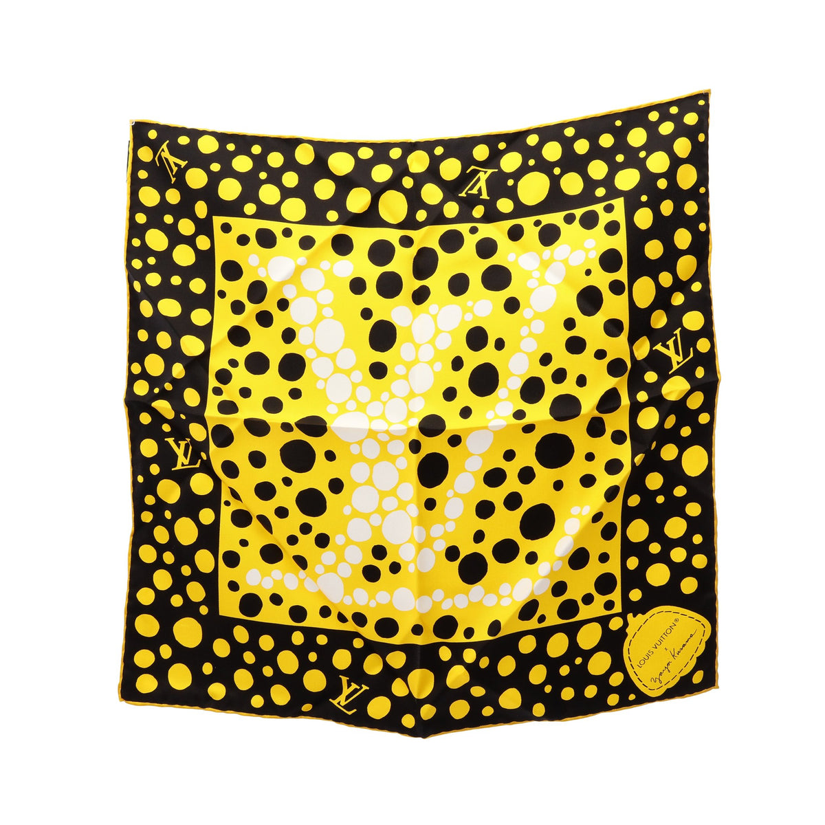 LV × YK カレ45 インフィニティドット 草間彌生 スカーフ シルク イエロー ブラック ホワイト ルイヴィトン
