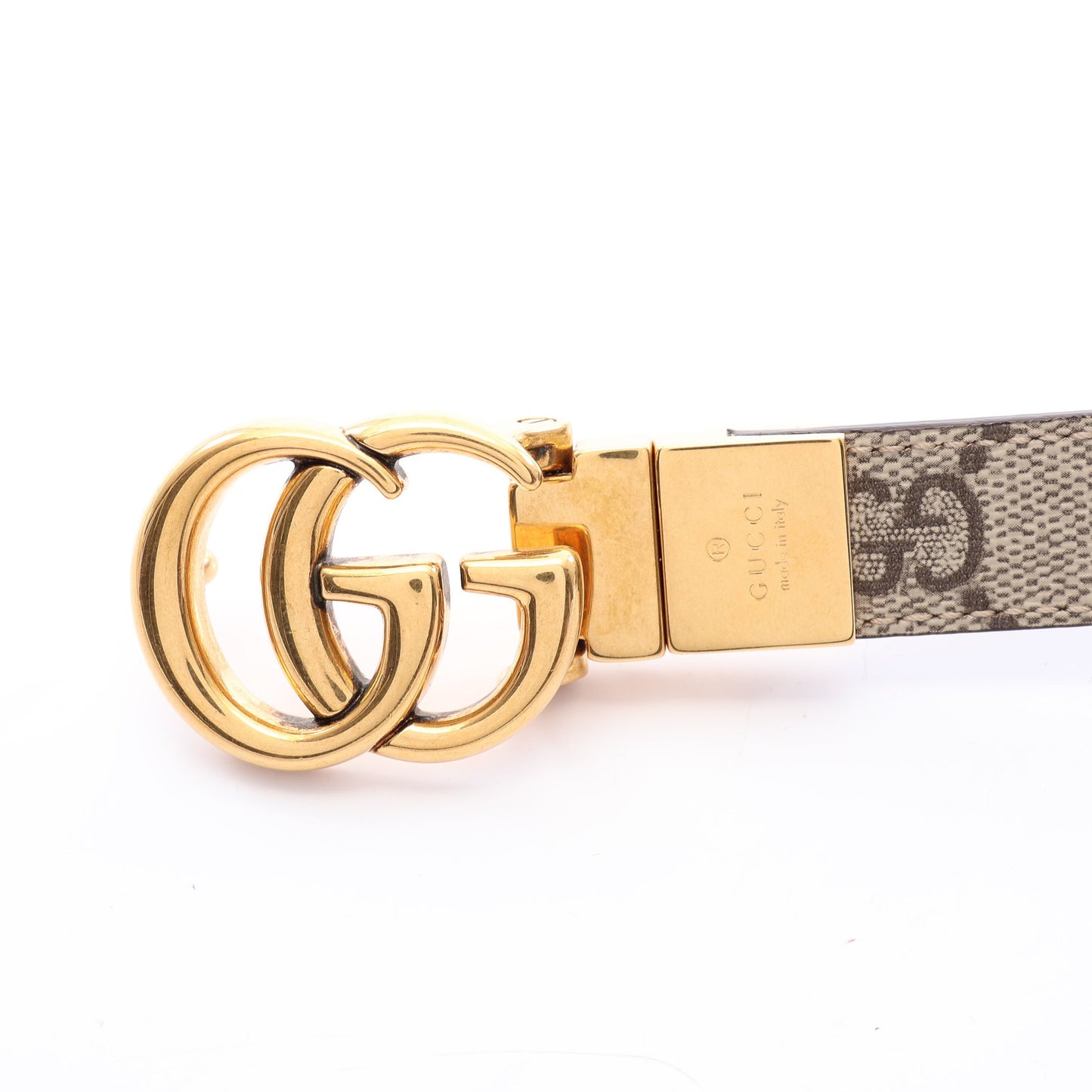 ダブルG GGスプリーム ゴールド金具 リバーシブル ベルト PVC レザー ベージュ ダークブラウン グッチ