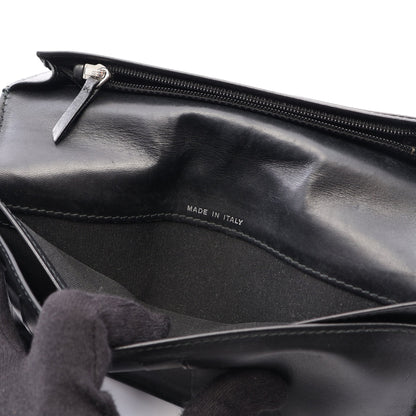 マトラッセ 二つ折り長財布 キャビアスキン ブラック シルバー金具 シャネル