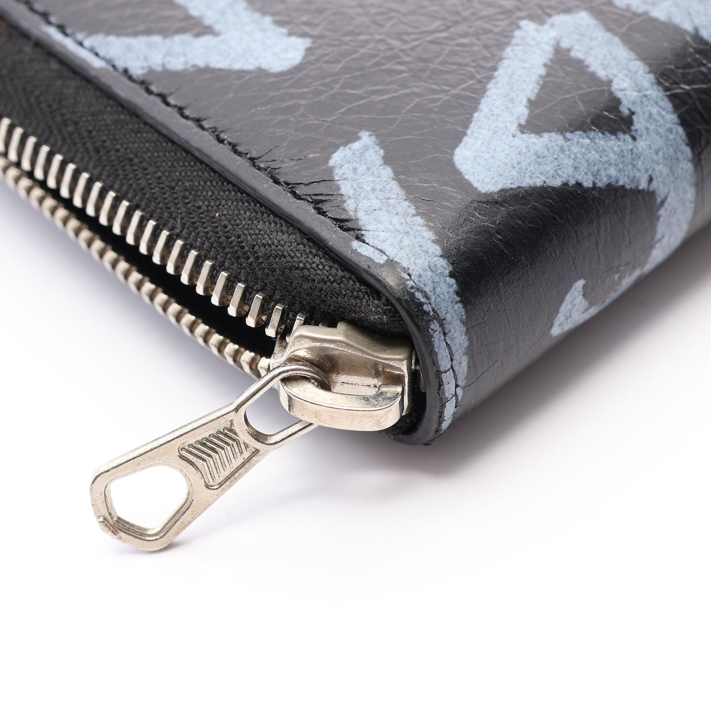 グラフィティ ラウンドファスナー長財布 レザー ブラック バレンシアガ