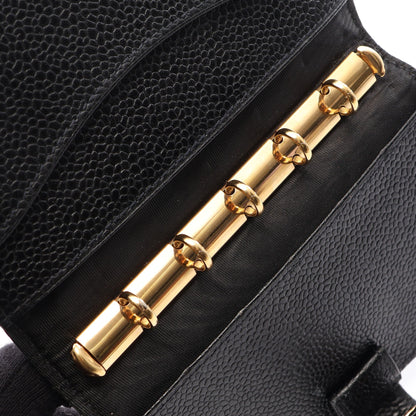 ココマーク 手帳カバー キャビアスキン ブラック ゴールド金具 シャネル