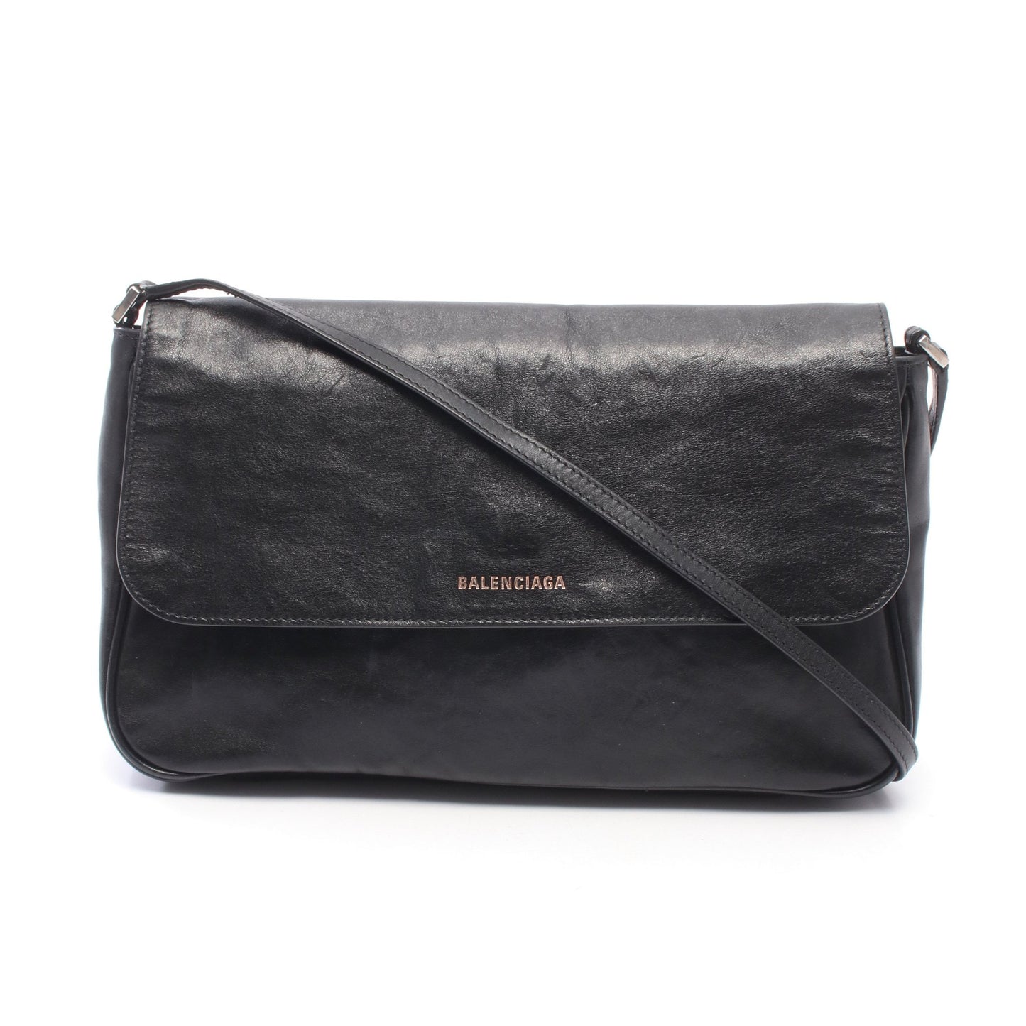 GRUNGY MESSENGER ミディアム ショルダーバッグ レザー ブラック バレンシアガ