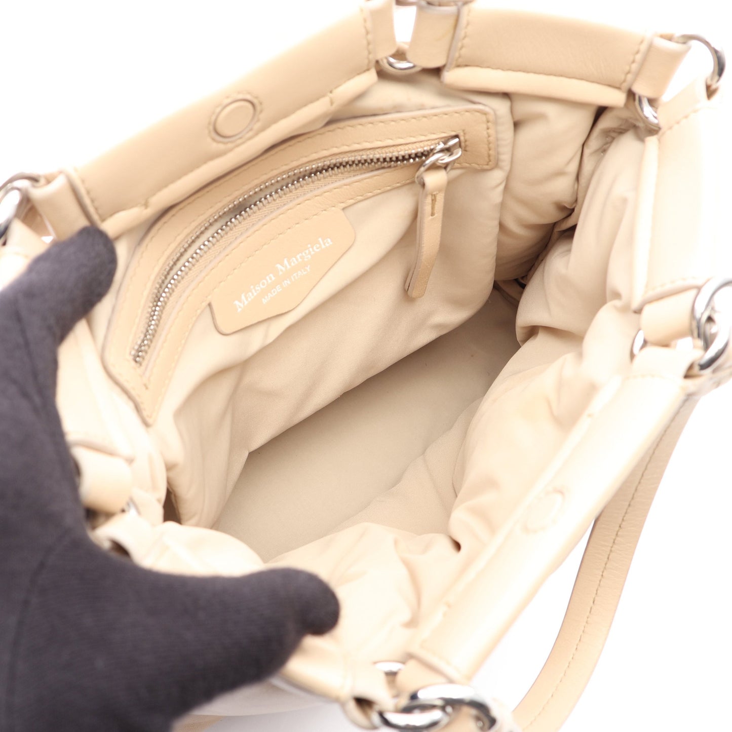 GLAMSLAM SHOPPING SMALL グラム スラム 2WAY ハンドバッグ レザー ベージュ メゾンマルジェラ11
