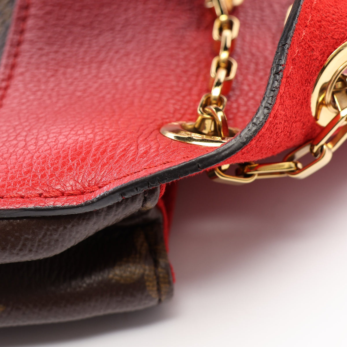 パラスチェーン モノグラム スリーズ チェーンショルダーバッグ PVC レザー ブラウン レッド ルイヴィトン