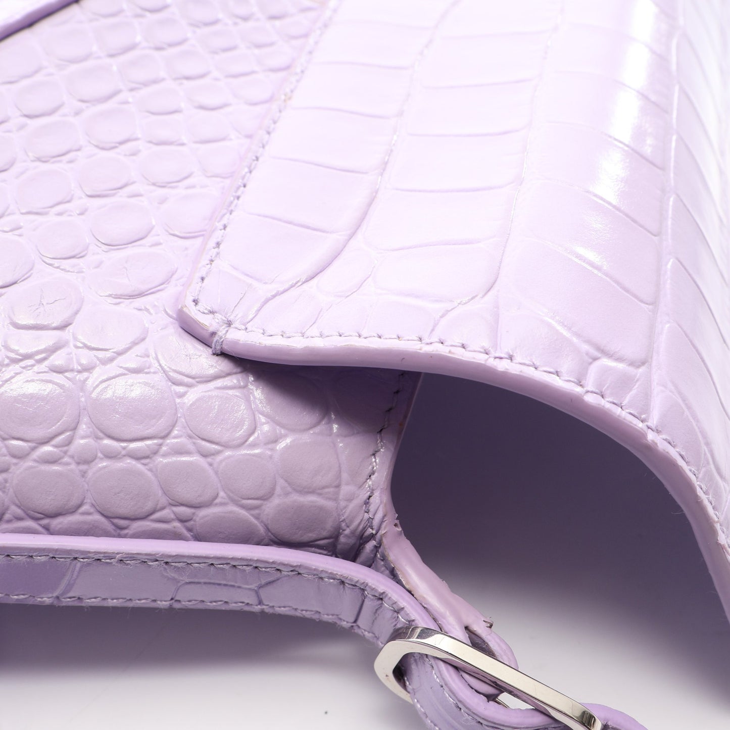 XX スモール フラップ クロスボディバッグ クロコ型押し ショルダーバッグ レザー ライトパープル バレンシアガ