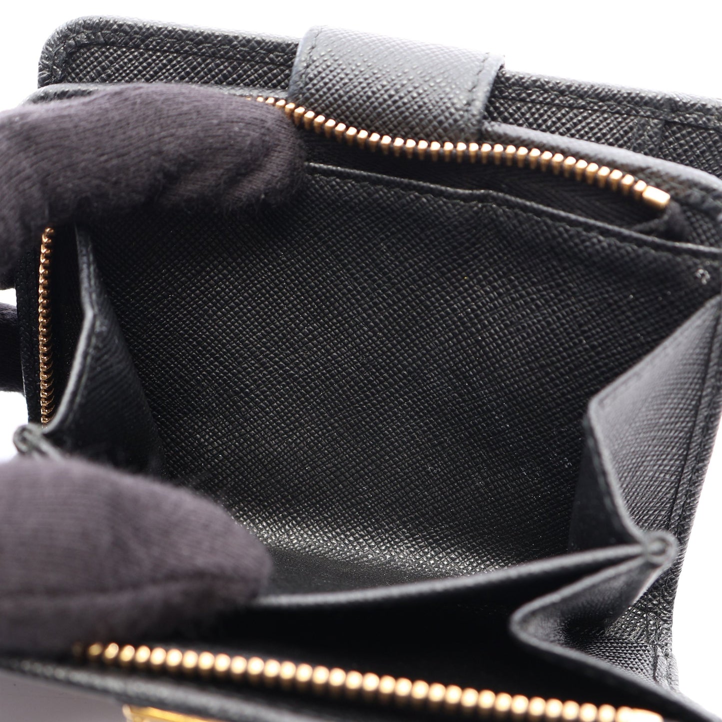SAFFIANO TRIANGOLO 二つ折り財布 サフィアーノレザー ブラック プラダ