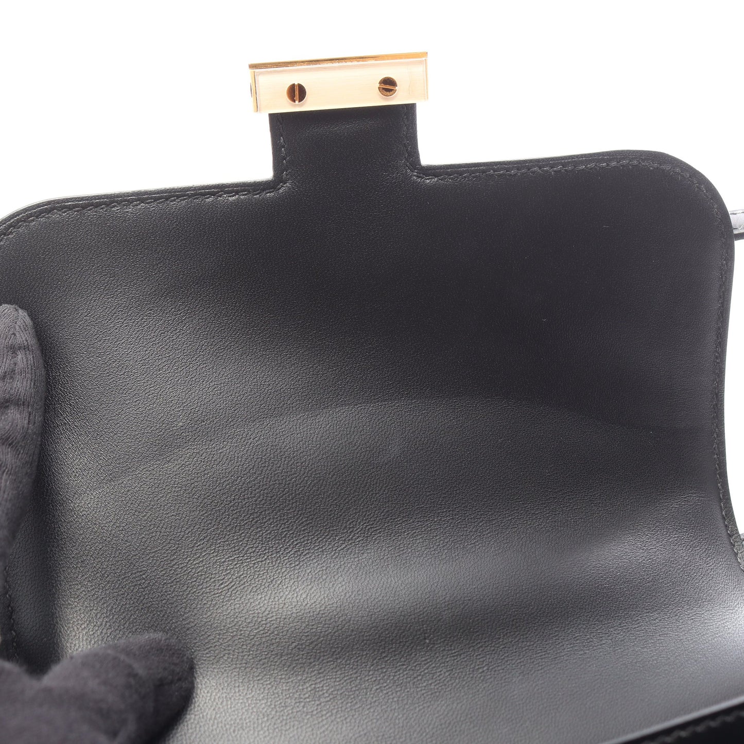 コンスタンス3 ミニ ショルダーバッグ ボックスカーフ ブラック ゴールド金具 U刻印 エルメス