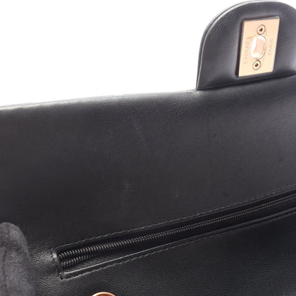 マトラッセ Wフラップ Wチェーンショルダーバッグ ラムスキン ブラック ピンクゴールド金具 シャネル