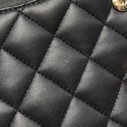 マトラッセ Wフラップ Wチェーンショルダーバッグ ラムスキン ブラック ピンクゴールド金具 シャネル