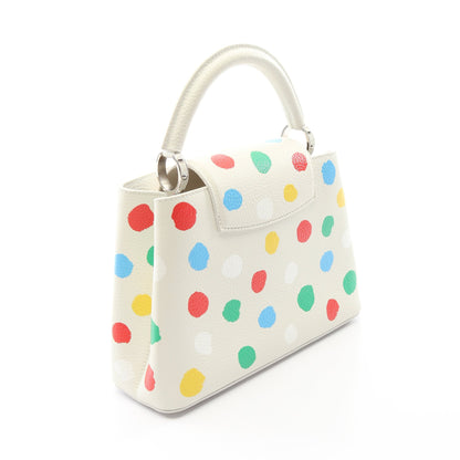 LV × YK カプシーヌBB ペインティッドドット 草間彌生 2WAY ハンドバッグ レザー ホワイト マルチカラー ルイヴィトン