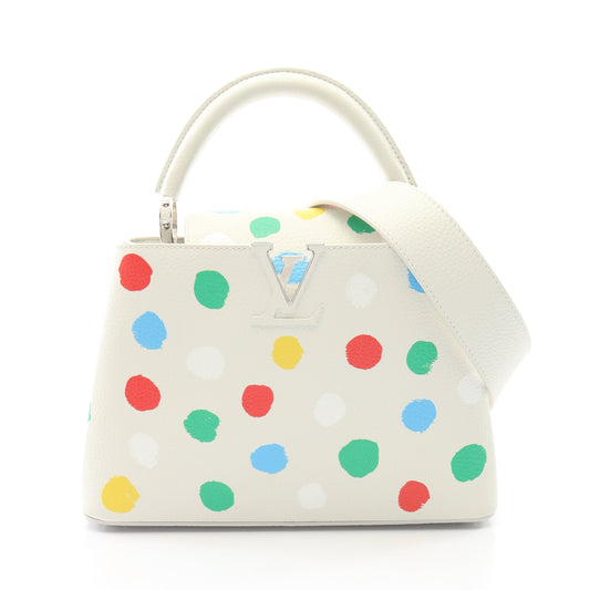 LV × YK カプシーヌBB ペインティッドドット 草間彌生 2WAY ハンドバッグ レザー ホワイト マルチカラー ルイヴィトン