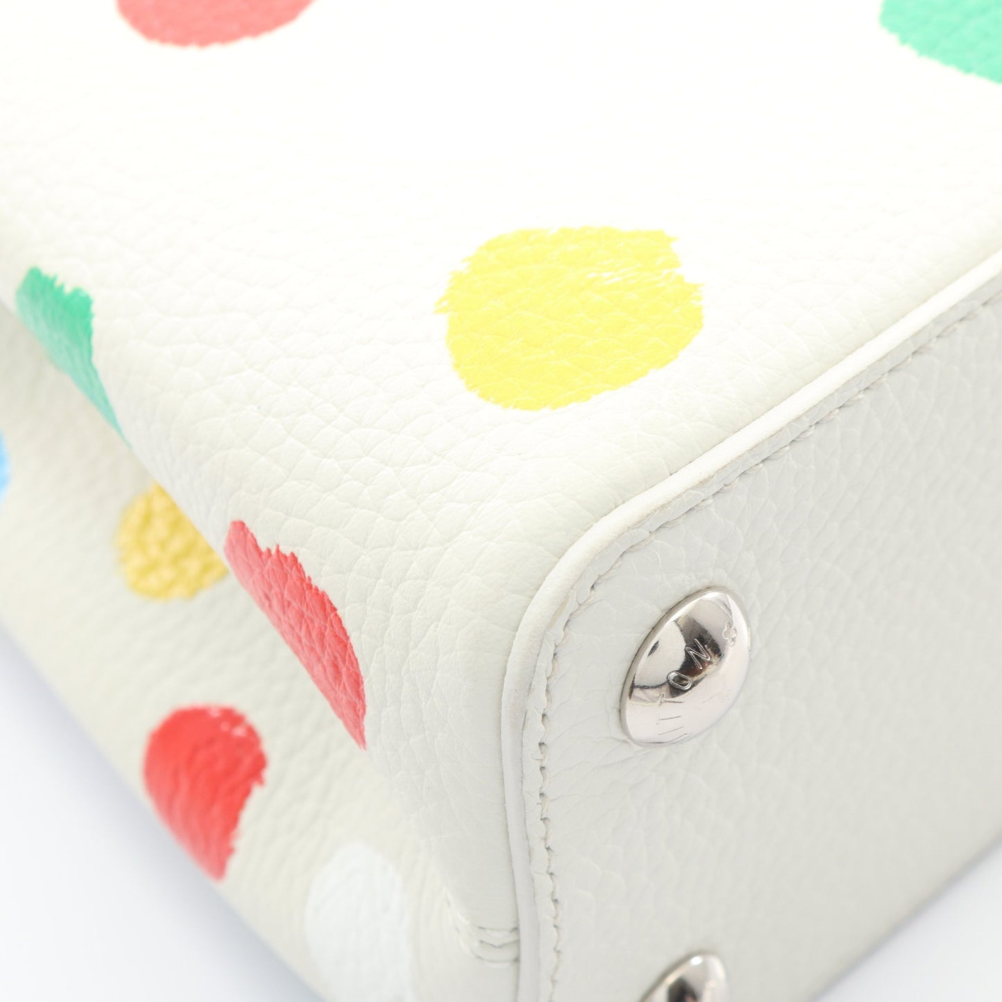 LV × YK カプシーヌBB ペインティッドドット 草間彌生 2WAY ハンドバッグ レザー ホワイト マルチカラー ルイヴィトン