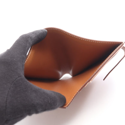 ベアンコンパクト ゴールド 二つ折り財布 ヴォーエプソン ブラウン シルバー金具 B刻印 エルメス