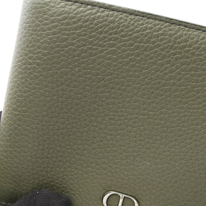 CD Icon 二つ折り財布 レザー カーキグリーン クリスチャンディオール