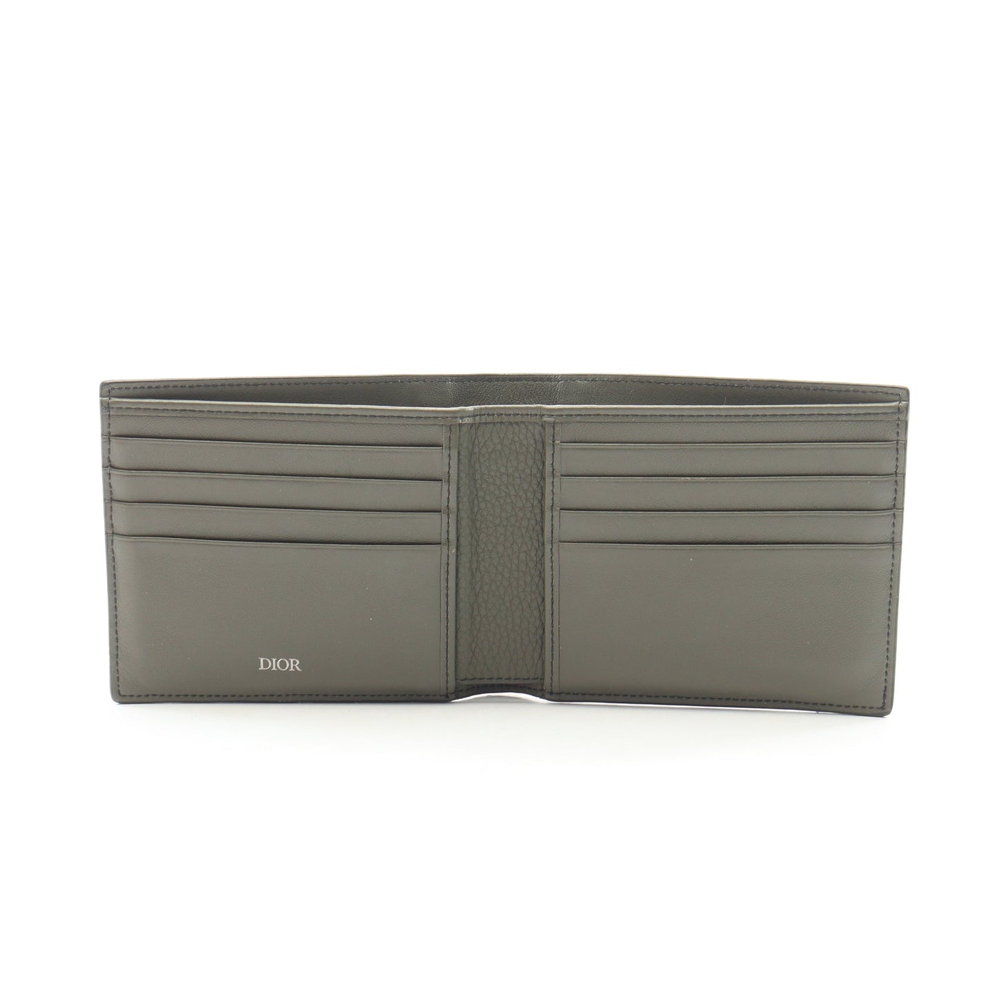 CD Icon 二つ折り財布 レザー カーキグリーン クリスチャンディオール