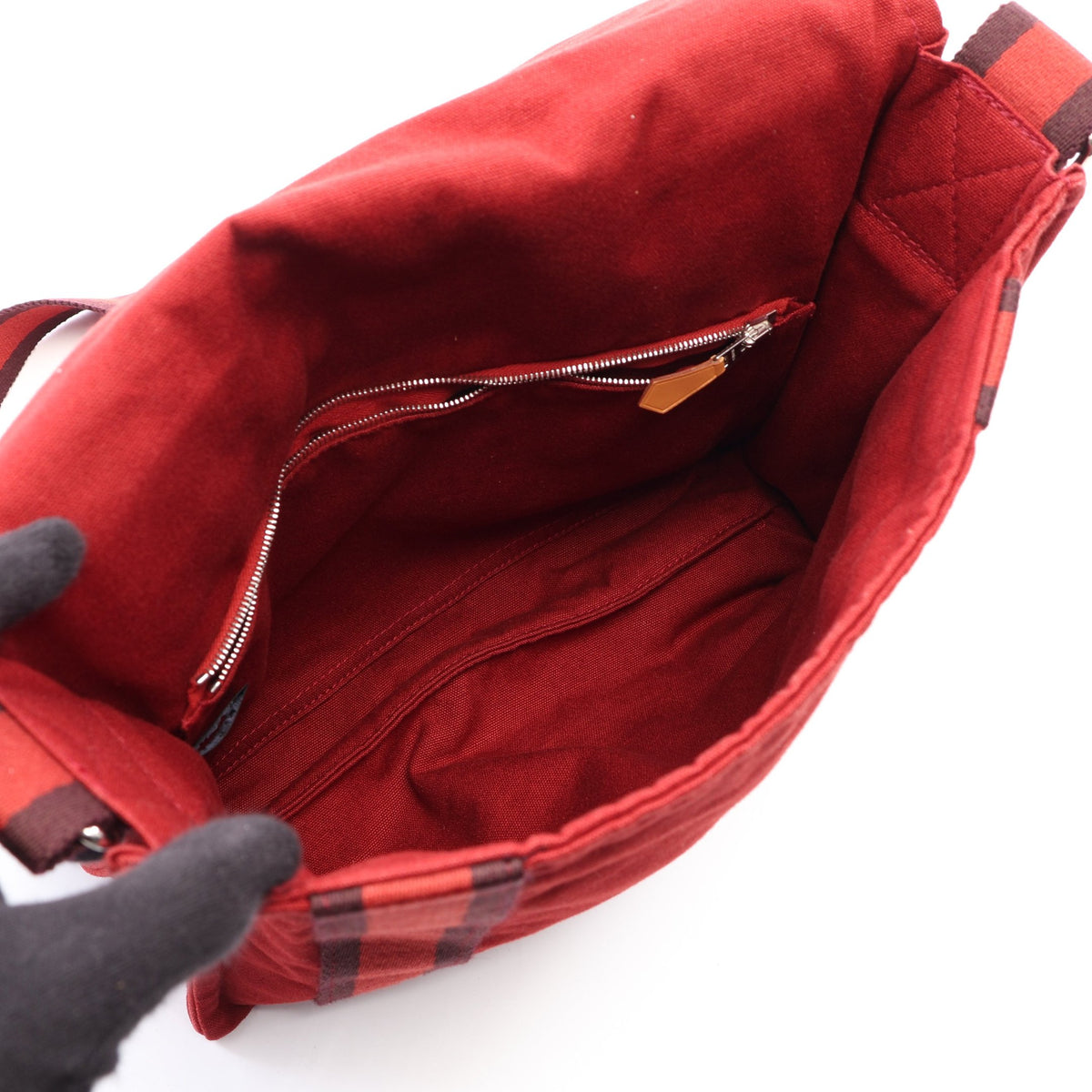 フールトゥ バサスPM ショルダーバッグ キャンバス ボルドー シルバー金具 エルメス