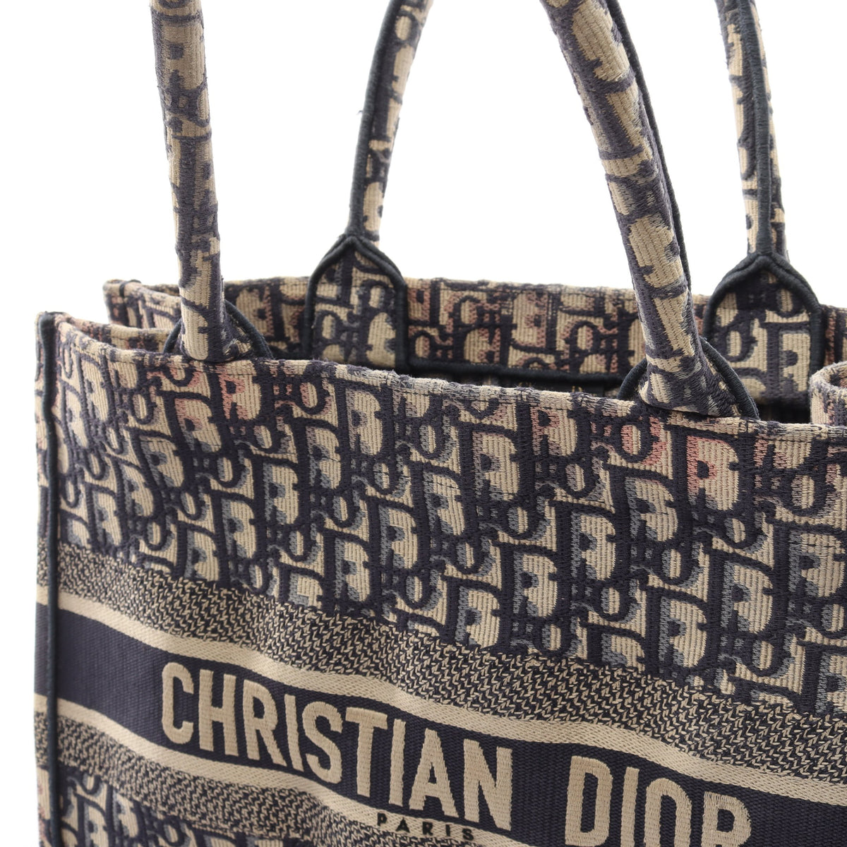 BOOK TOTE ブックトート ミディアム オブリーク ハンドバッグ トートバッグ キャンバス アイボリー ネイビー クリスチャンディオール