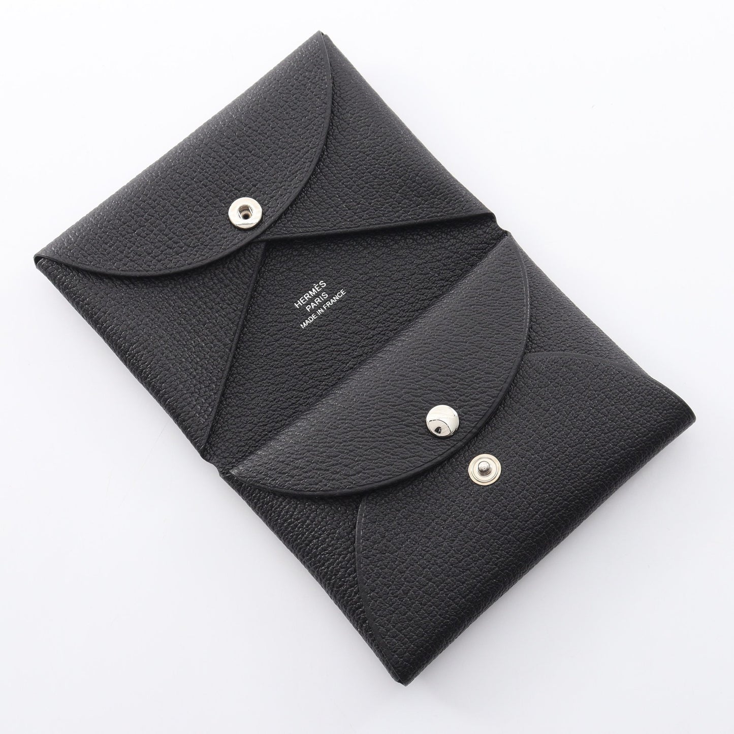 カルヴィデュオ コインケース シェーブル ブラック シルバー金具 K刻印 エルメス
