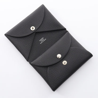 カルヴィデュオ コインケース シェーブル ブラック シルバー金具 K刻印 エルメス