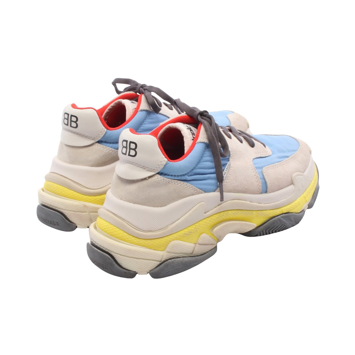 Triple S Trainer トリプル S トレーナー スニーカー ファブリック スエード レザー ライトグレー ライトブルー イエロー バレンシアガ