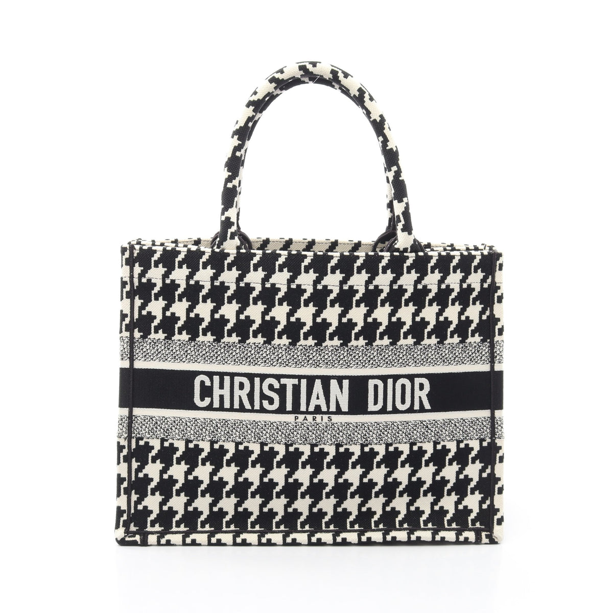 BOOK TOTE ブックトート ミディアム 千鳥格子 ハンドバッグ トートバッグ キャンバス ホワイト ブラック クリスチャンディオール