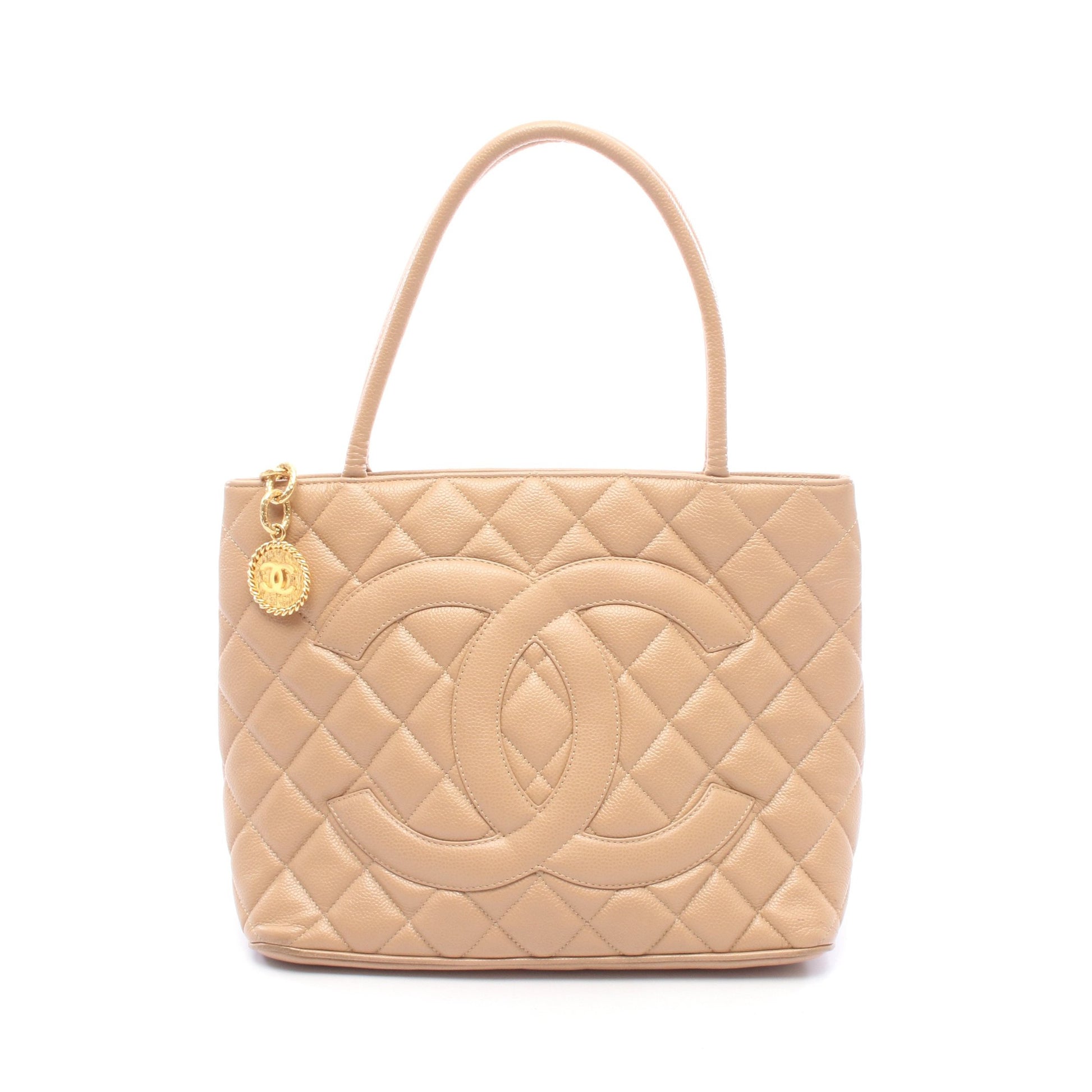 復刻トート ハンドバッグ トートバッグ キャビアスキン ベージュ ゴールド金具 シャネル バッグ CHANEL