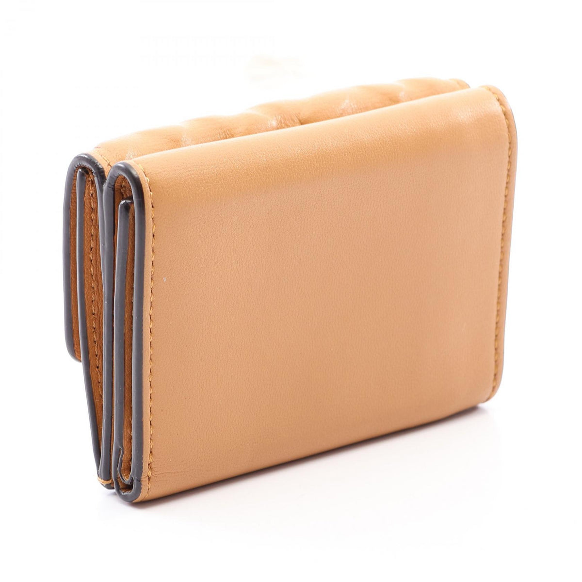 バゲット FFロゴ 三つ折り財布 レザー ベージュ フェンディ