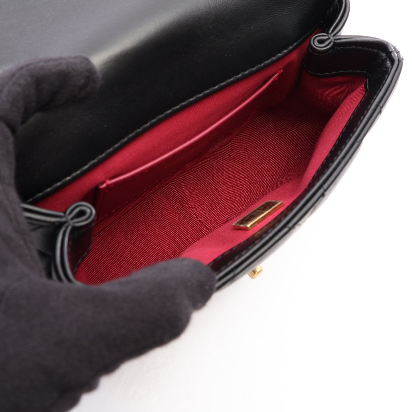 マトラッセ スモールフラップ チェーンショルダーバッグ ラムスキン ブラック ゴールド金具 シャネル