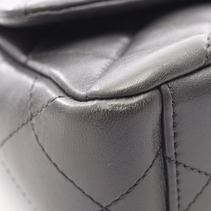 マトラッセ シングルフラップ チェーンショルダーバッグ ラムスキン グレー ゴールド金具 シャネル