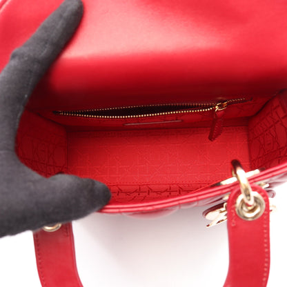 LADY DIOR MY ABCDIOR レディディオール スモール カナージュ 2WAY ハンドバッグ レザー レッド クリスチャンディオール